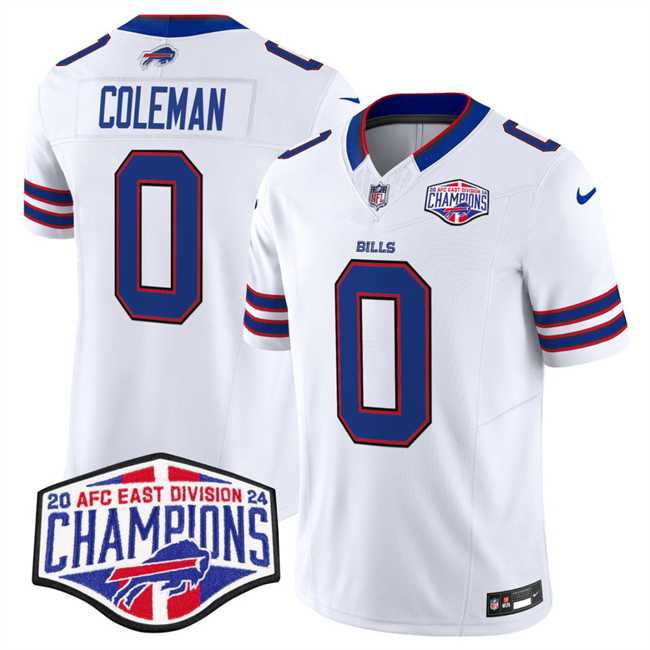 Mens Buffalo Bills #0 Keon Coleman White F.U.S.E. 2024 AFC East Division Champions Vapor Limited Stitched Jersey